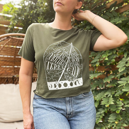 Protect Mother Nature | Olive Green Crop Top | XL