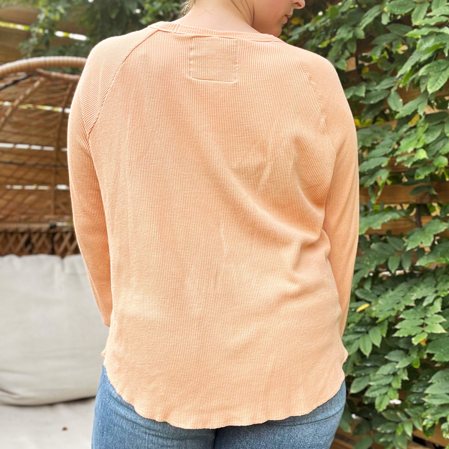 Seek Hope | Peachy Orange Waffle Knit Long Sleeve | XL