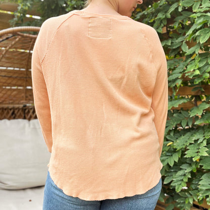 Seek Hope | Peachy Orange Waffle Knit Long Sleeve | XL