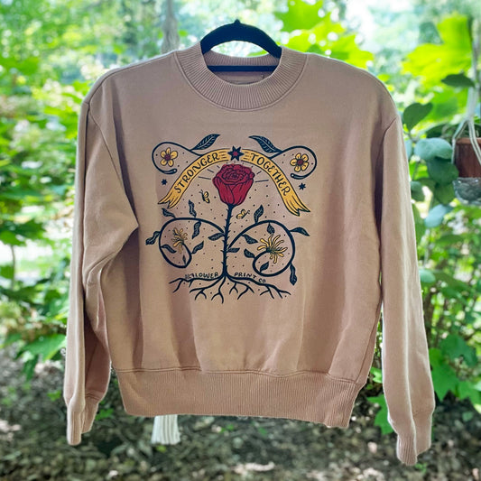 Stronger Together | June Birth Flower | Peach Pink Sweatshirt | XS