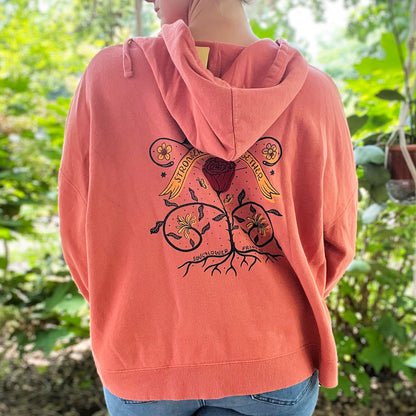 Stronger Together | June Birth Flower | Pink 3/4 Zip Hoodie | XL