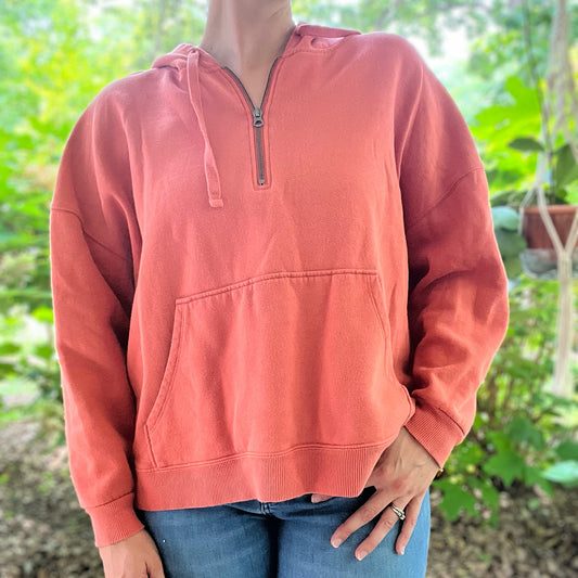 Stronger Together | June Birth Flower | Pink 3/4 Zip Hoodie | XL
