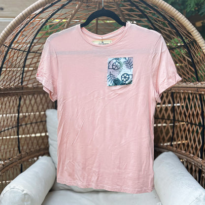 Lemon Block Print | Pink Tee | X-Small