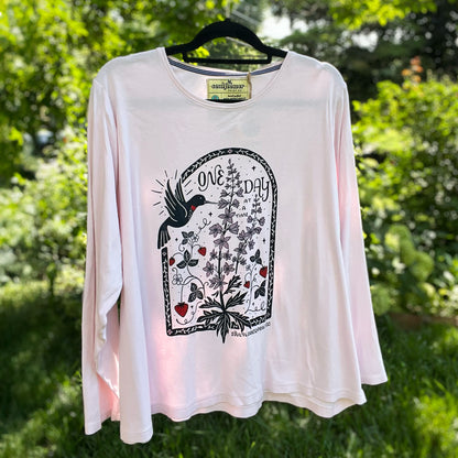 One Day at a Time | July Birth Flower | Light Pink Long Sleeve | 2X
