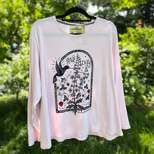 One Day at a Time | July Birth Flower | Light Pink Long Sleeve | 2X