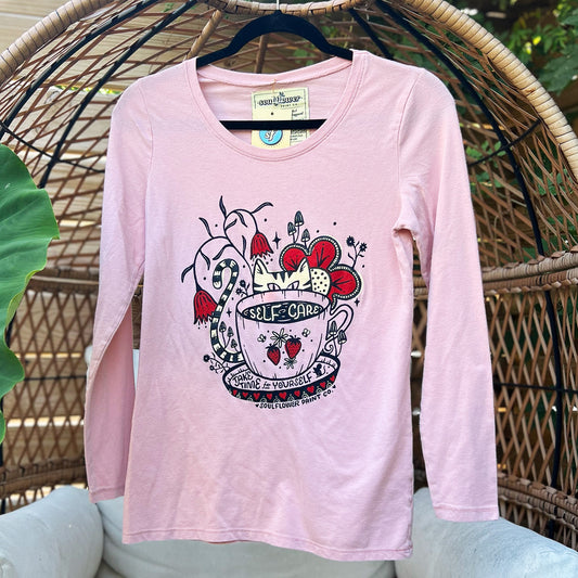 Self Care Cat | Pink Long Sleeve | Medium