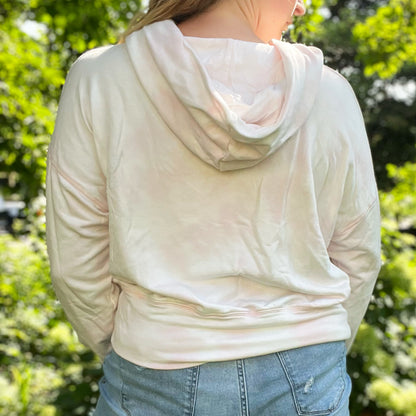 One Day at a Time | July Birth Flower | Light Pink Tiedye Hoodie | Large