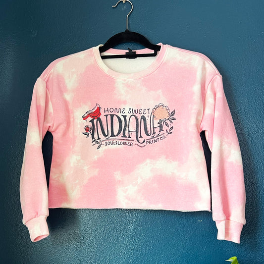 Seconds ✿ Home Sweet Indiana | Pink Tiedye Cropped Sweatshirt | X-Small