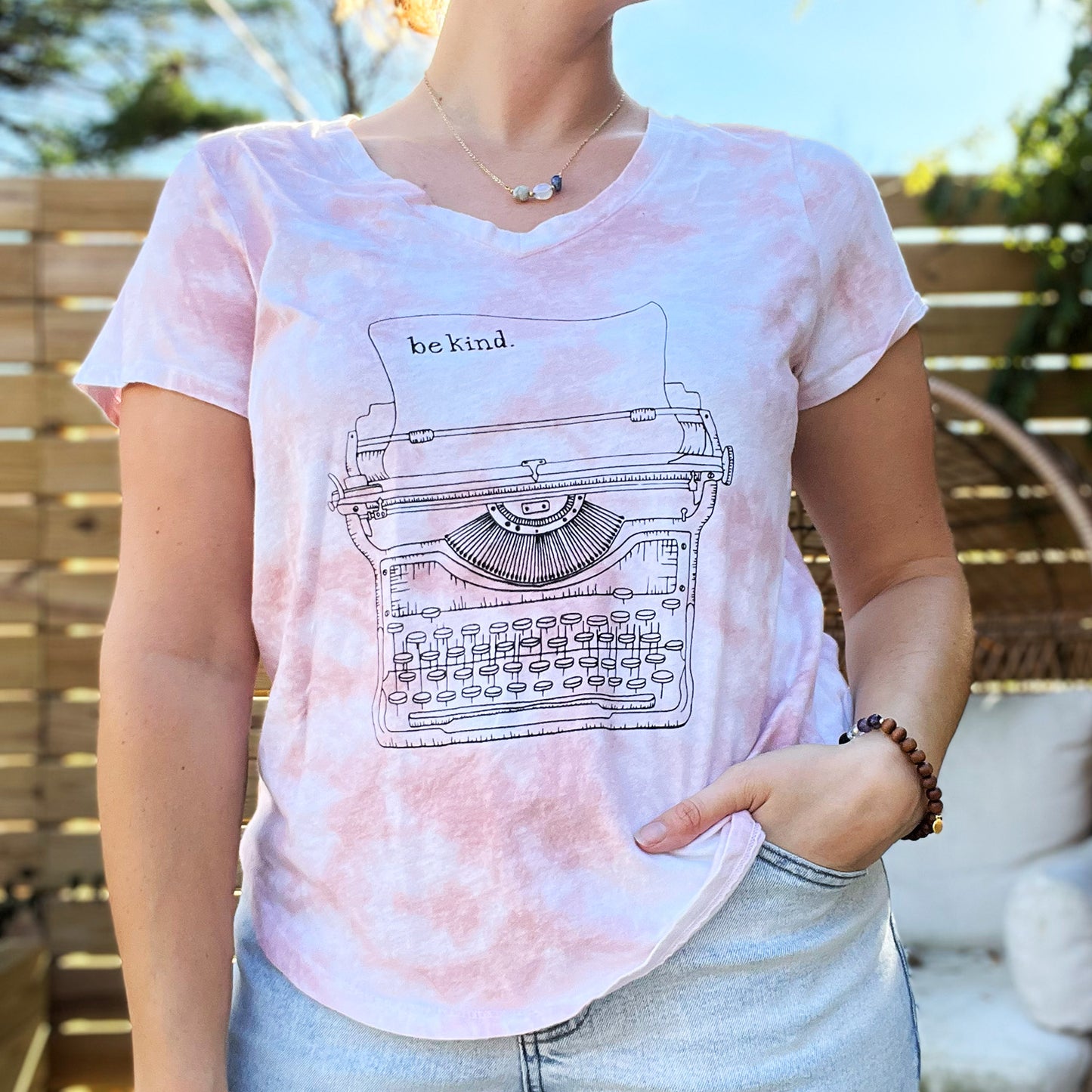 Typewriter | Pink Tiedye Tee | Large