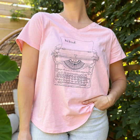 Typewriter | Pink Tee | 2X