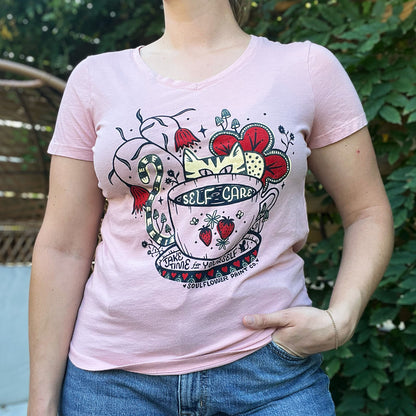 Self Care Cat | Pink Tee | Medium