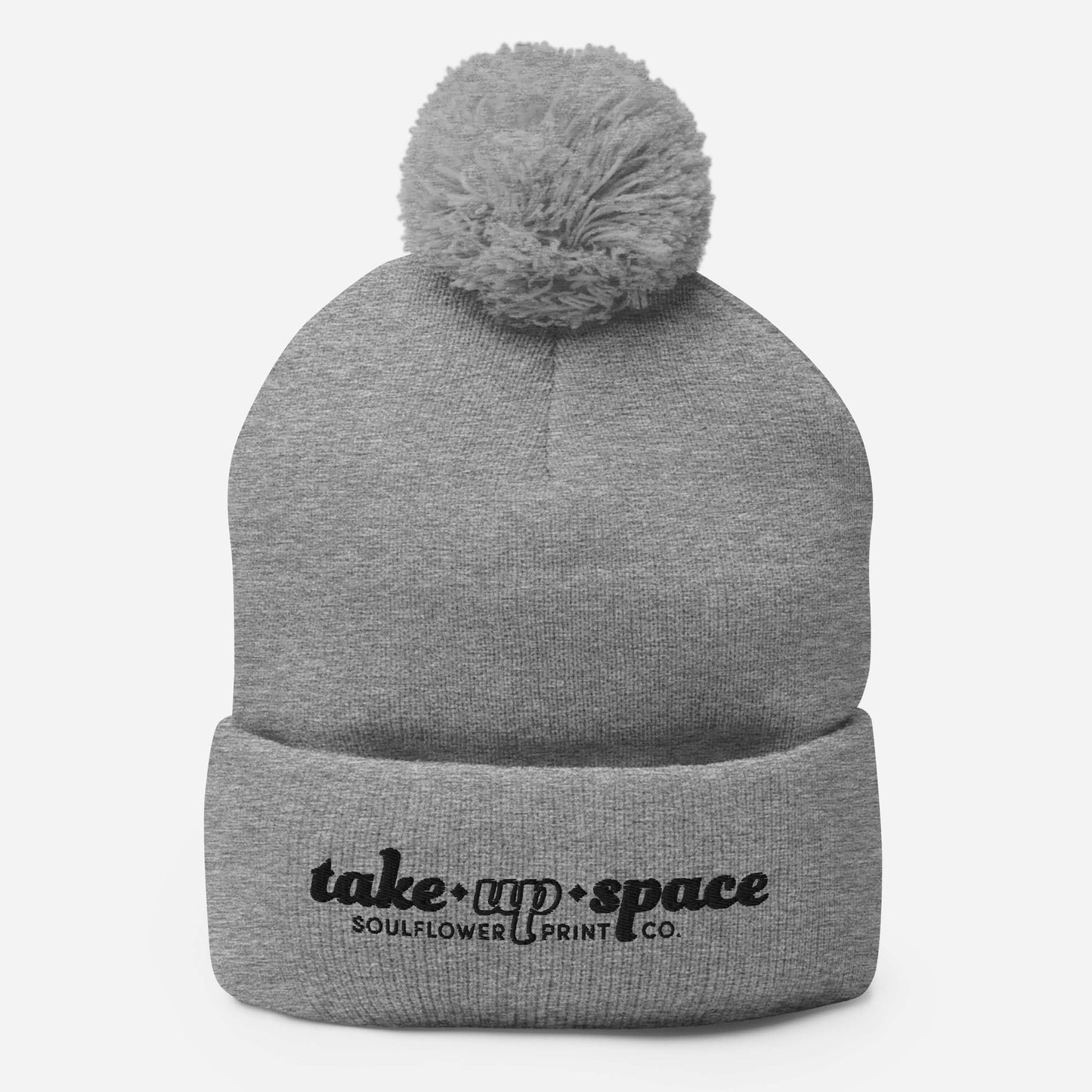 Pom-Pom Beanie | Take Up Space | Black Embroidery