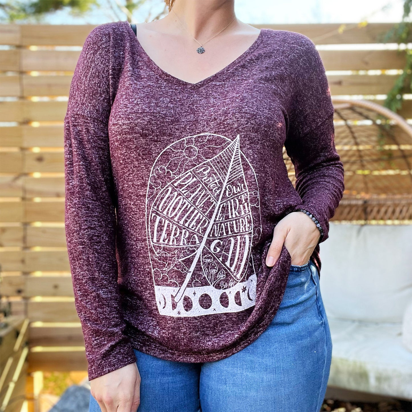 Protect Mother Nature | Heather Purple Long Sleeve | Large