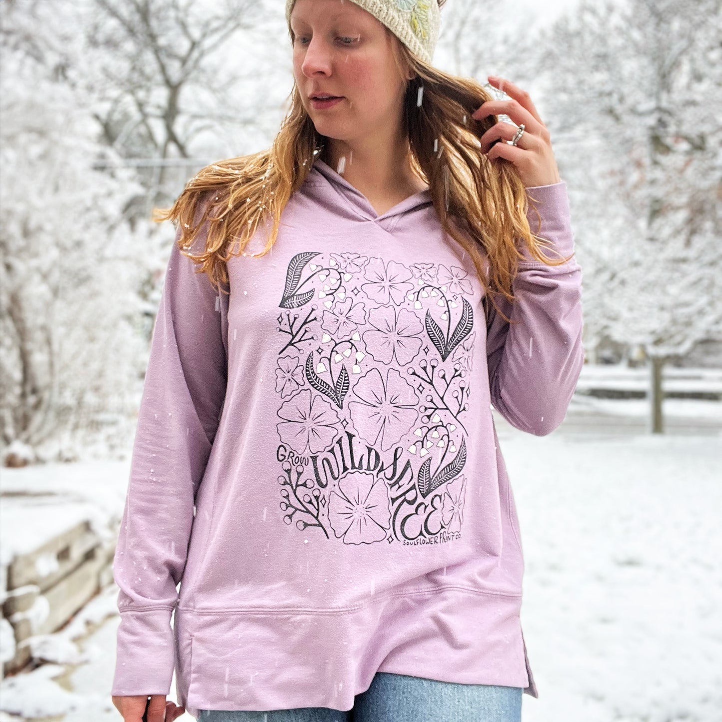 Wild & Free | Purple Long Sleeve Hoodie | Large