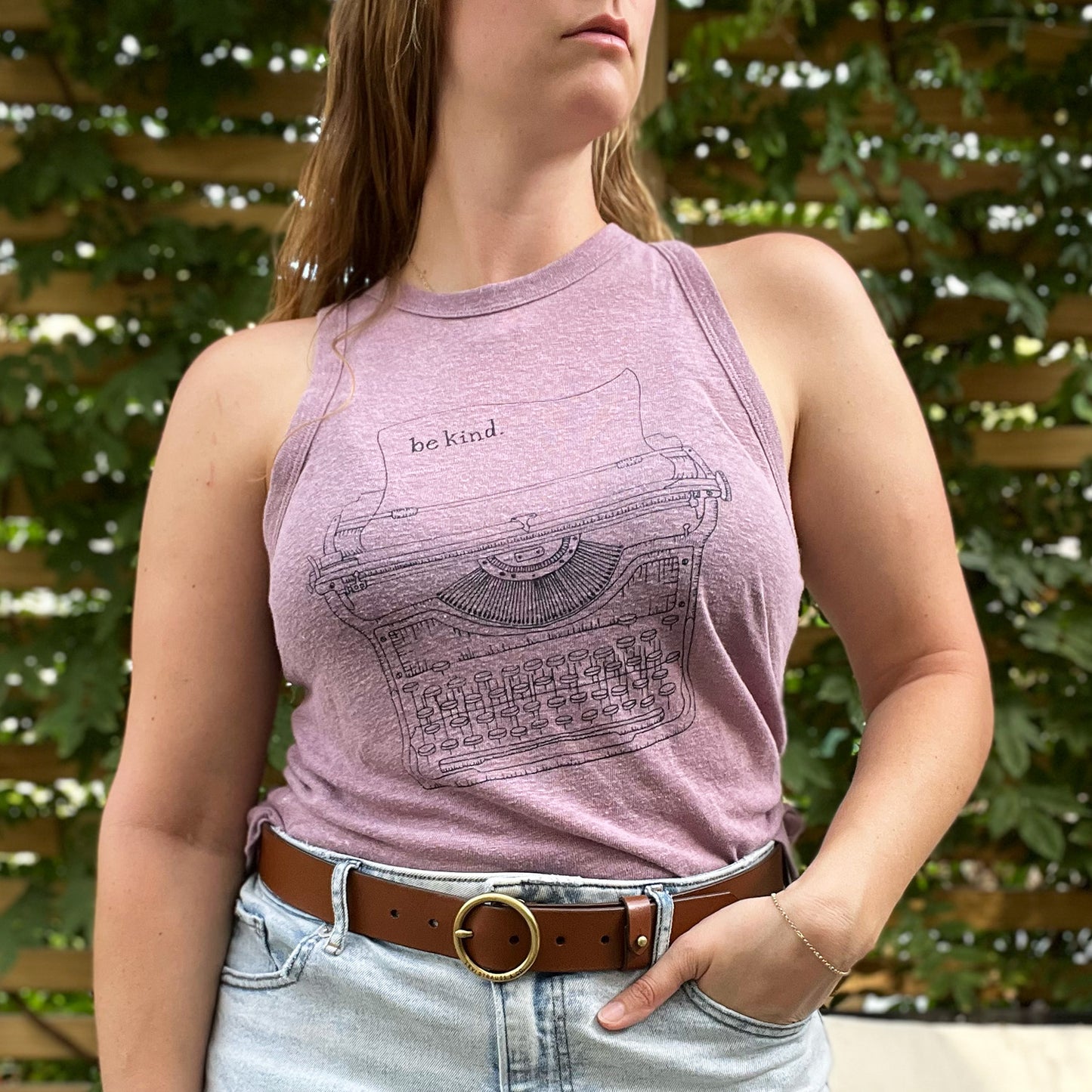 Typewriter | Purple Tank Top | Medium