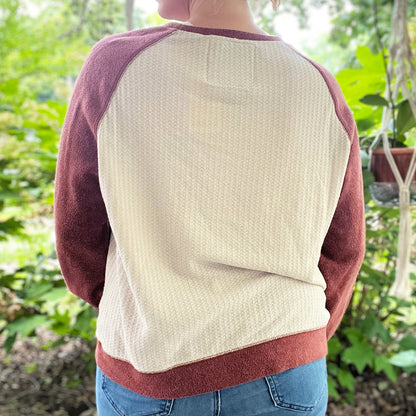 Stronger Together | June Birth Flower | Red & Cream Long Sleeve | Large
