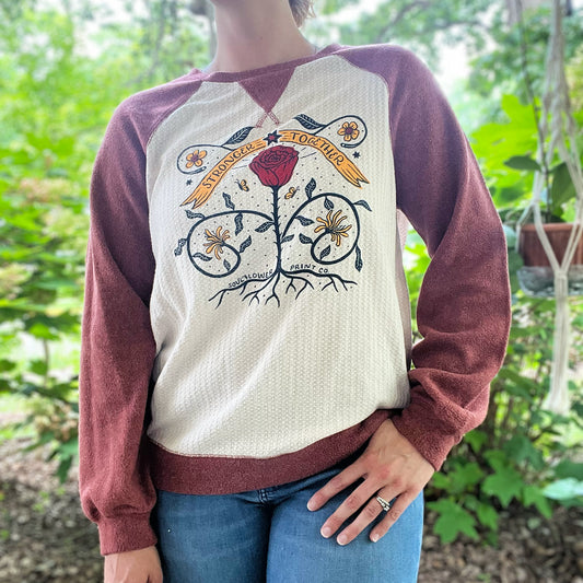 Stronger Together | June Birth Flower | Red & Cream Long Sleeve | Large