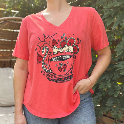 Self Care Cat | Red Tee | XL