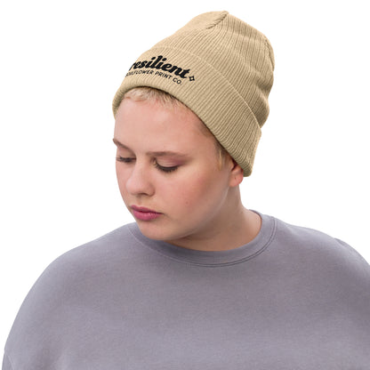 Ribbed Knit Beanie | Resilient | Black Embroidery