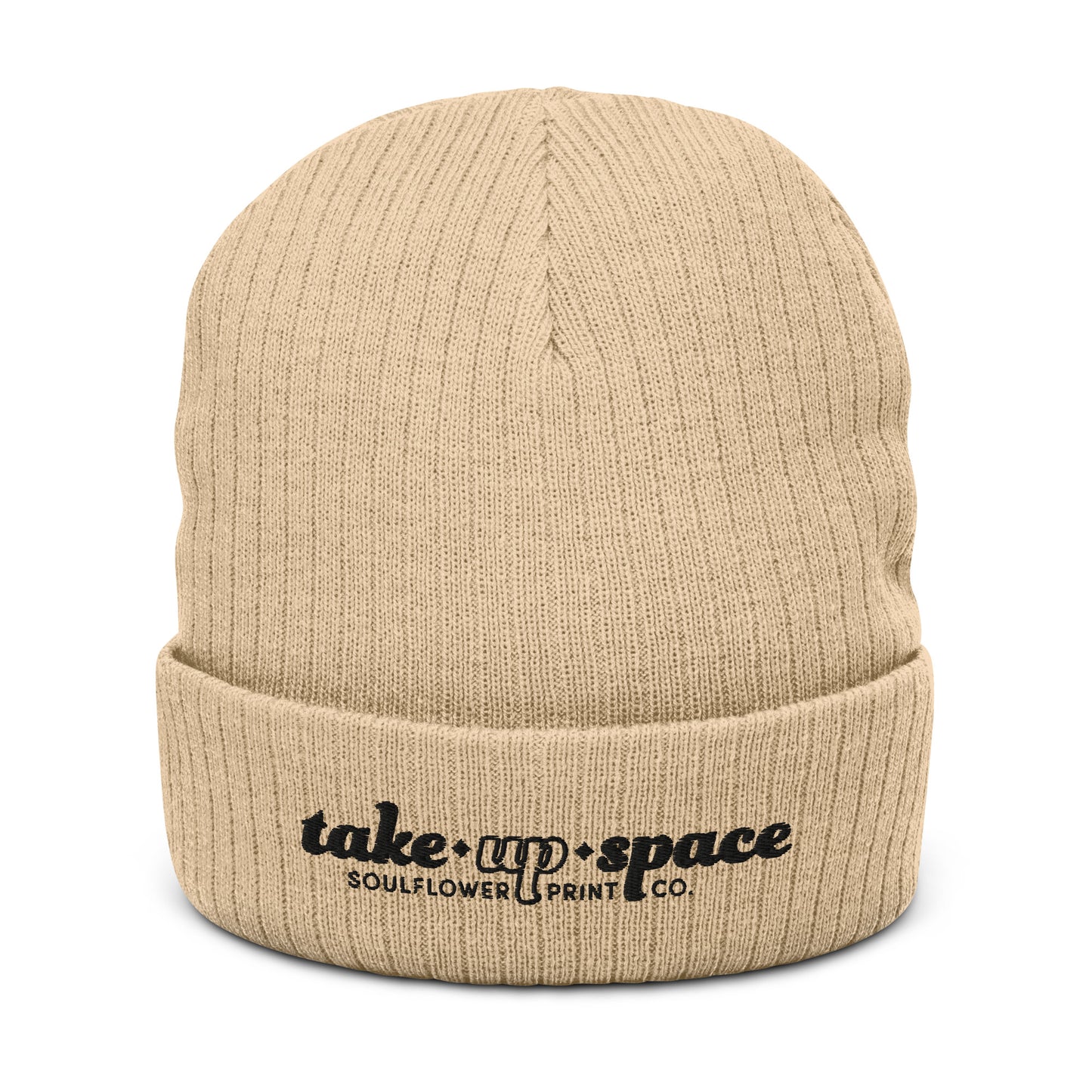 Ribbed Knit Beanie | Take Up Space | Black Embroidery