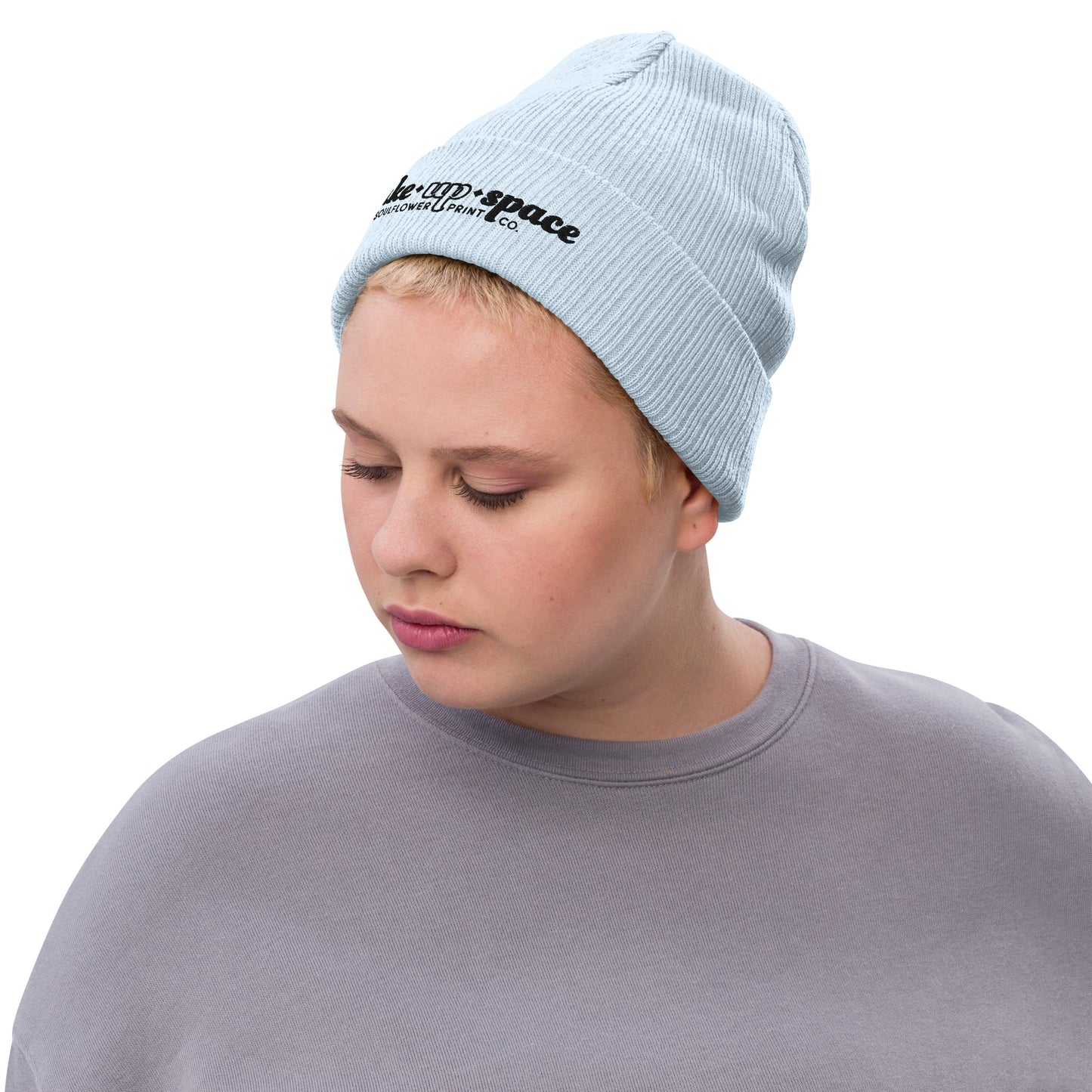 Ribbed Knit Beanie | Take Up Space | Black Embroidery