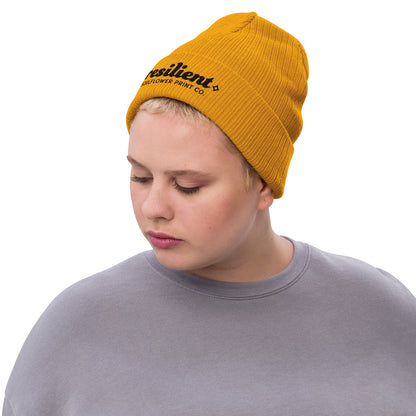 Ribbed Knit Beanie | Resilient | Black Embroidery