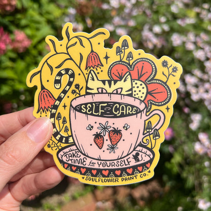 Vinyl Sticker | Self Care Cat