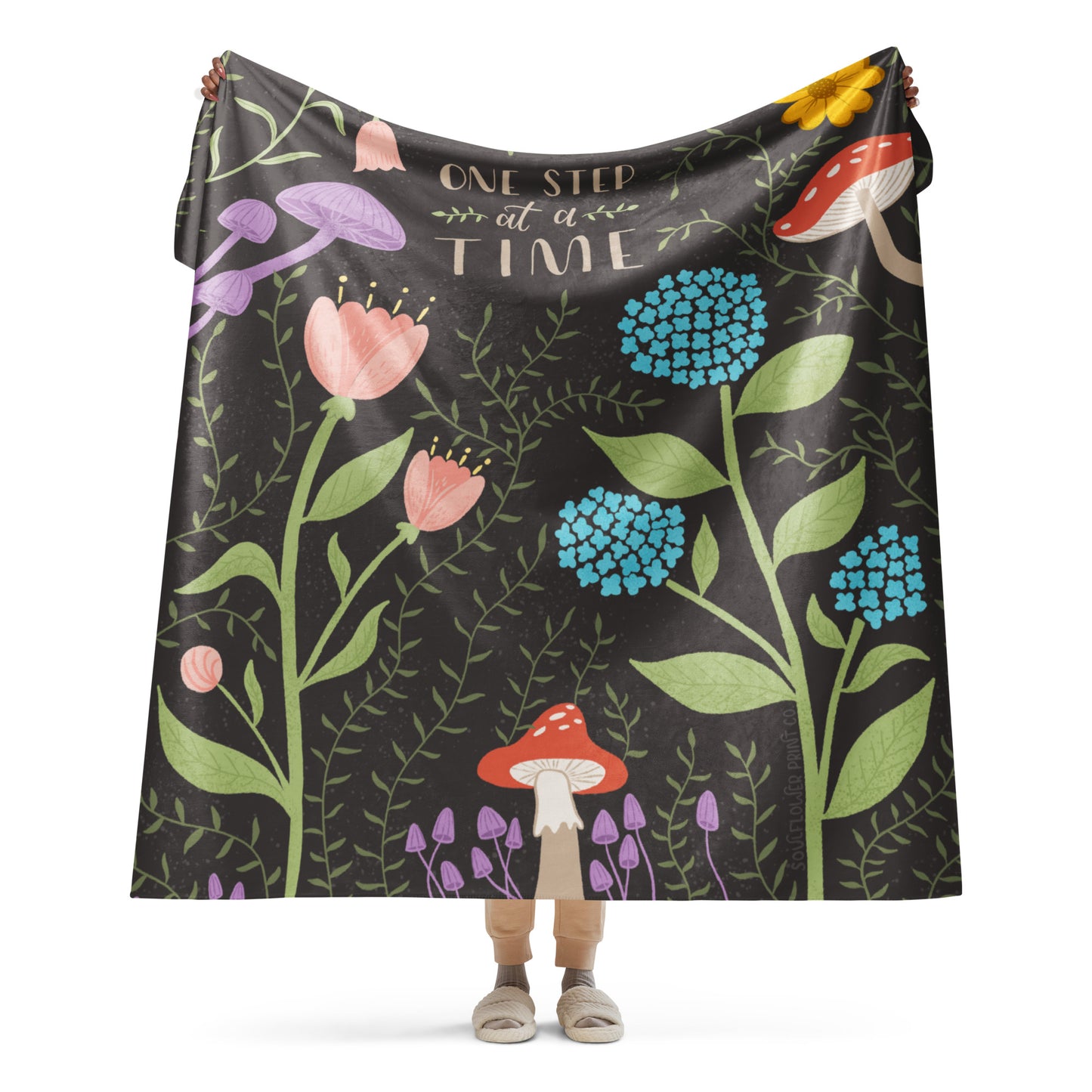 Sherpa Blanket | One Step at a Time | Dreamy Botanical Collection