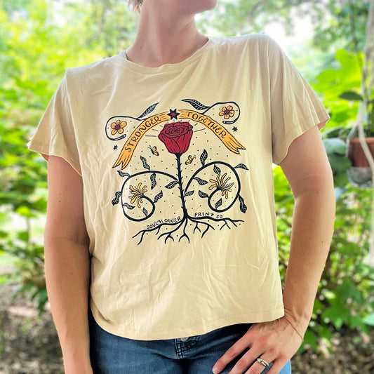 Stronger Together | June Birth Flower | Tan Short Sleeve Tee | 2X