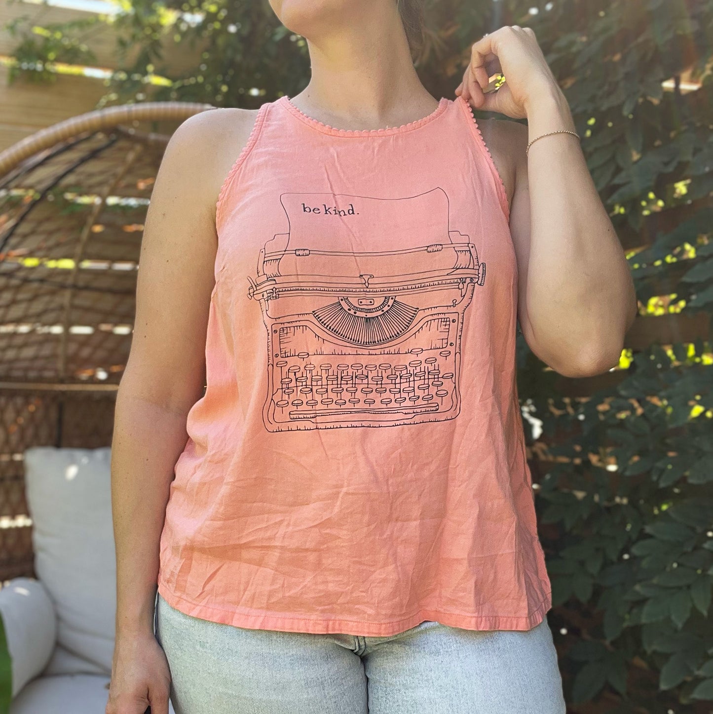 Typewriter | Pink Tank Top | Medium