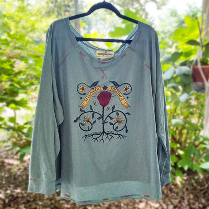 Stronger Together | June Birth Flower | Blue Long Sleeve Shirt | 3X