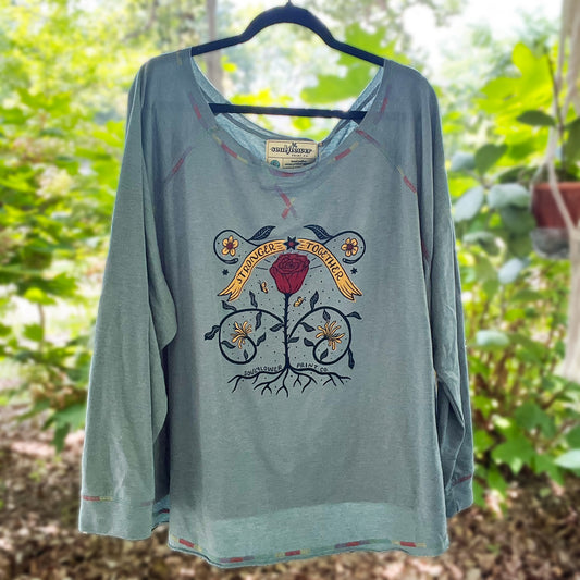 Stronger Together | June Birth Flower | Blue Long Sleeve Shirt | 3X