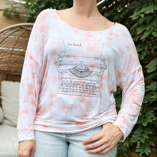 Typewriter | Pink Tiedye Long Sleeve | Large