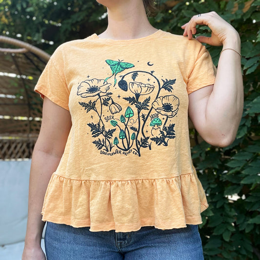 Seek Hope | Yellow Flowy Tee | Medium