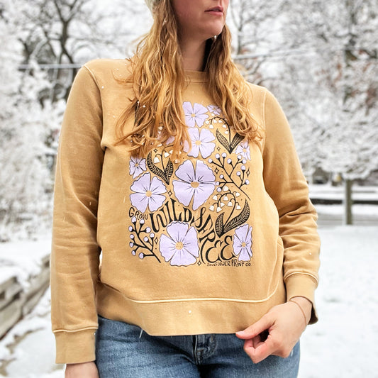 Wild & Free | Mustard Yellow Sweatshirt | Small