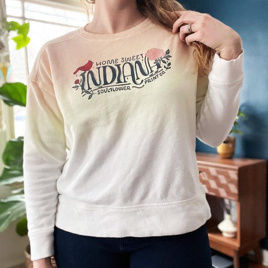 Seconds ✿ Home Sweet Indiana | Yellow / Orange / White Ombre Sweatshirt | Medium