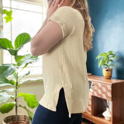 Home Sweet Indiana | Yellow Waffle Knit Tee / Tunic | Small